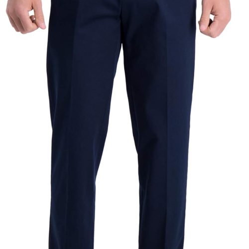 Men's Iron Free Premium Khaki Straight Fit Flat Front Flex Waistband Casual Pant