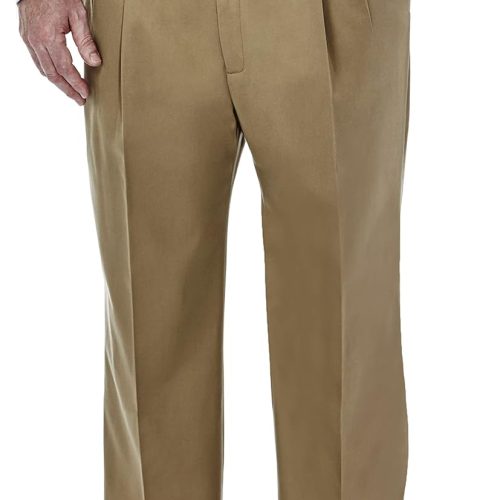 Men's Premium No Iron Khaki Classic Fit Pleat Front Regular and Big & Tall Sizes